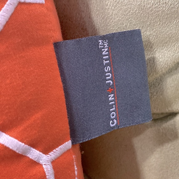 Colin & Justin Orange & White Geometric Decorative Embroidered Pillow Home Decor - Picture 2 of 8